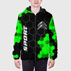 Куртка с капюшоном мужская Citroen green sport hexagon, цвет: 3D-черный — фото 2