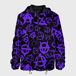 Куртка с капюшоном мужская Узор анархия фиолетовый, цвет: 3D-черный