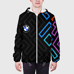 Куртка с капюшоном мужская BMW brand color carbon, цвет: 3D-белый — фото 2