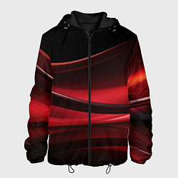 Куртка с капюшоном мужская Темная красная абстракция на черном фоне, цвет: 3D-черный