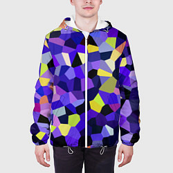Куртка с капюшоном мужская Мозаика фиолетовая, цвет: 3D-белый — фото 2