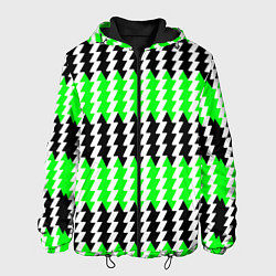 Куртка с капюшоном мужская Вертикальные чёрно-зелёные полосы, цвет: 3D-черный