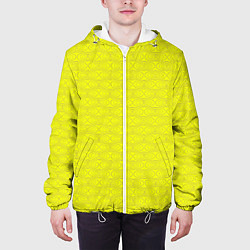 Куртка с капюшоном мужская Паттерн овалов на желтом, цвет: 3D-белый — фото 2