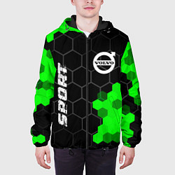 Куртка с капюшоном мужская Volvo green sport hexagon, цвет: 3D-черный — фото 2