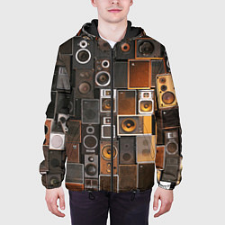 Куртка с капюшоном мужская Винтажные колонки, цвет: 3D-черный — фото 2