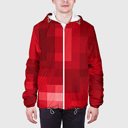 Куртка с капюшоном мужская Red cubes abstraction, цвет: 3D-белый — фото 2