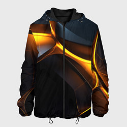 Куртка с капюшоном мужская Разлом черных плит и оранжевая лава, цвет: 3D-черный