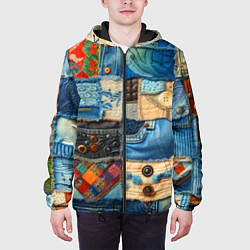 Куртка с капюшоном мужская Vanguard denim patchwork - ai art, цвет: 3D-черный — фото 2