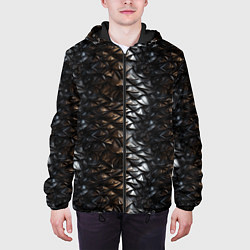 Куртка с капюшоном мужская Блестящая металлическая броня, цвет: 3D-черный — фото 2