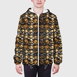 Куртка с капюшоном мужская Золотистая текстурная броня, цвет: 3D-белый — фото 2
