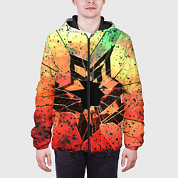 Куртка с капюшоном мужская Кислотное разбитое стекло, цвет: 3D-черный — фото 2