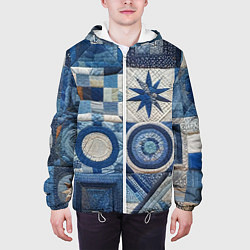 Куртка с капюшоном мужская Denim patchwork - ai art, цвет: 3D-белый — фото 2