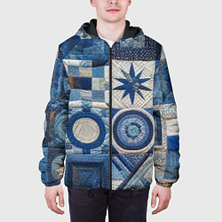 Куртка с капюшоном мужская Denim patchwork - ai art, цвет: 3D-черный — фото 2