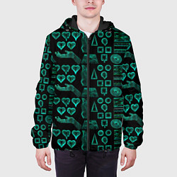 Куртка с капюшоном мужская Геометрия неоновая, цвет: 3D-черный — фото 2