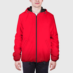 Куртка с капюшоном мужская Карминово-красный мягкий градиент с затемнением, цвет: 3D-черный — фото 2