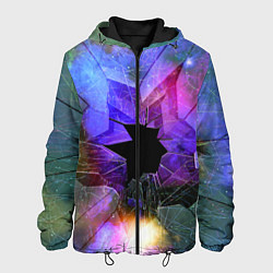 Куртка с капюшоном мужская Расколотое стекло - космическая туманность, цвет: 3D-черный