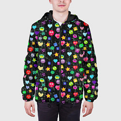 Куртка с капюшоном мужская В смайликах, цвет: 3D-черный — фото 2