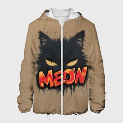 Куртка с капюшоном мужская Силуэт кошки мяу, цвет: 3D-белый