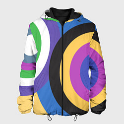 Куртка с капюшоном мужская Разноцветные круги, абстракция, цвет: 3D-черный