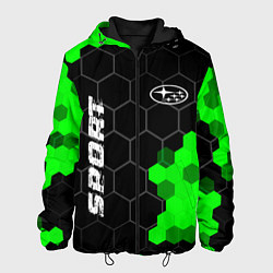 Куртка с капюшоном мужская Subaru green sport hexagon, цвет: 3D-черный