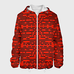 Куртка с капюшоном мужская Чёрные полосы на красном фоне, цвет: 3D-белый