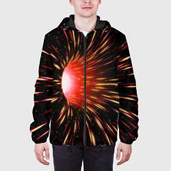 Куртка с капюшоном мужская Червоточина - огненные лучи, цвет: 3D-черный — фото 2