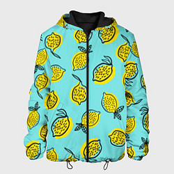 Куртка с капюшоном мужская Летние лимоны - паттерн, цвет: 3D-черный