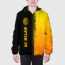 Куртка с капюшоном мужская AC Milan - gold gradient по-вертикали, цвет: 3D-черный — фото 2