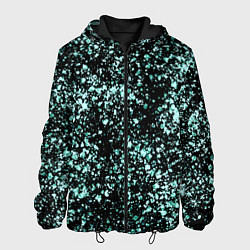 Куртка с капюшоном мужская Чёрный с напылением голубого цвета абстракция, цвет: 3D-черный