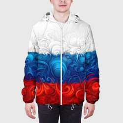 Куртка с капюшоном мужская Орнамент триколор, цвет: 3D-белый — фото 2