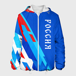 Куртка с капюшоном мужская Абстрактный триколор Россия, цвет: 3D-белый