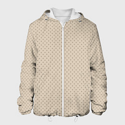 Куртка с капюшоном мужская Тёмно-бежевый однотонный в мелкий рисунок ромбы, цвет: 3D-белый