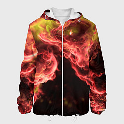 Куртка с капюшоном мужская Адское пламя инферно - inferno flame, цвет: 3D-белый