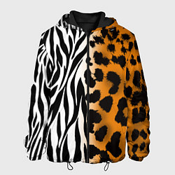 Куртка с капюшоном мужская Леопардовые пятна с полосками зебры, цвет: 3D-черный