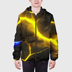 Куртка с капюшоном мужская Желтое неоновое свечение, цвет: 3D-черный — фото 2