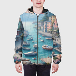Куртка с капюшоном мужская Гавань с лодками, цвет: 3D-черный — фото 2