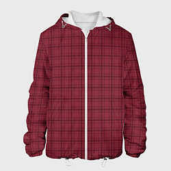 Куртка с капюшоном мужская Тёмный красный клетчатый, цвет: 3D-белый