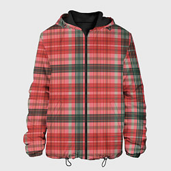 Куртка с капюшоном мужская Красно-серая шотландская клетка, цвет: 3D-черный