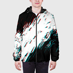 Куртка с капюшоном мужская Glitch effect, цвет: 3D-черный — фото 2