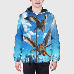 Куртка с капюшоном мужская Летающие тигрята, цвет: 3D-черный — фото 2