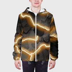 Куртка с капюшоном мужская Электрический удар молнии паттерн, цвет: 3D-белый — фото 2