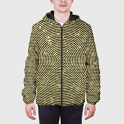 Куртка с капюшоном мужская Чёрно-бежевый круг гипнотический, цвет: 3D-черный — фото 2