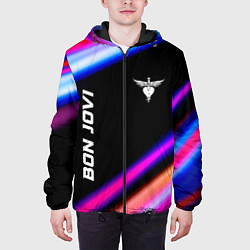 Куртка с капюшоном мужская Bon Jovi neon rock lights, цвет: 3D-черный — фото 2