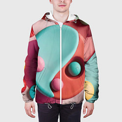 Куртка с капюшоном мужская Пластилиновый медальон с шариками, цвет: 3D-белый — фото 2