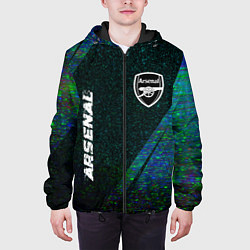 Куртка с капюшоном мужская Arsenal glitch blue, цвет: 3D-черный — фото 2