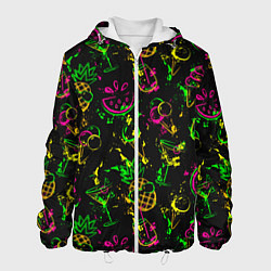 Куртка с капюшоном мужская Тропический ананасовый коктейль, цвет: 3D-белый