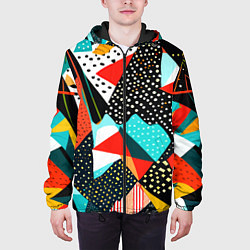 Куртка с капюшоном мужская Abstract patchwork - ai art, цвет: 3D-черный — фото 2