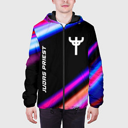 Куртка с капюшоном мужская Judas Priest neon rock lights, цвет: 3D-черный — фото 2