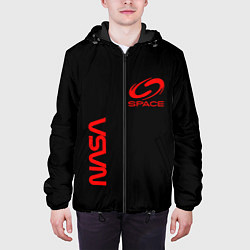 Куртка с капюшоном мужская Nasa space red logo, цвет: 3D-черный — фото 2