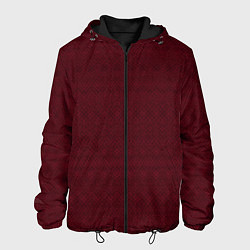 Куртка с капюшоном мужская Однотонный тёмно-красный полосатый узор, цвет: 3D-черный